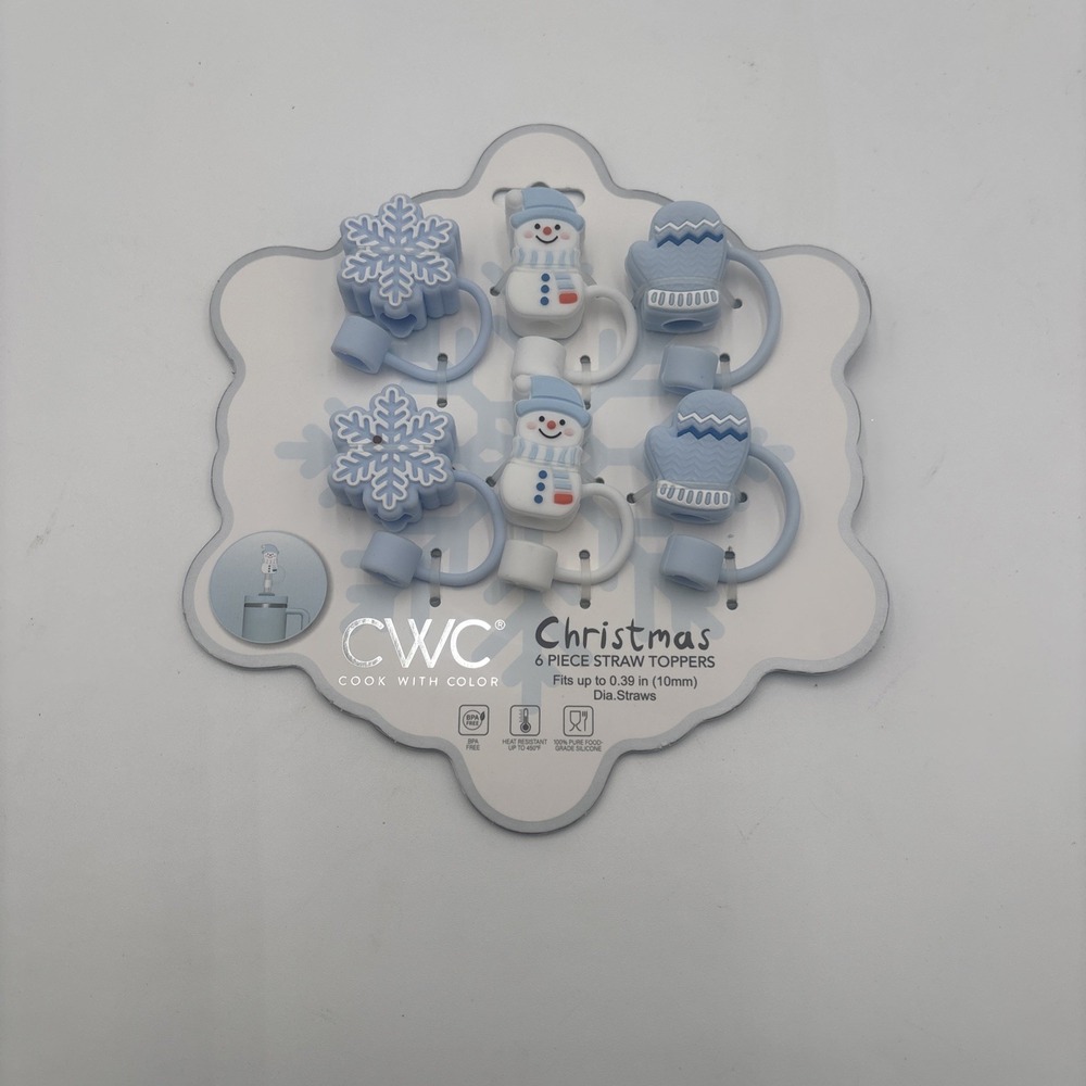 6 CWC 2025 Christmas Straw Toppers Winter Mittens 🧤 Snowman ⛄️ Snowflake ❄️